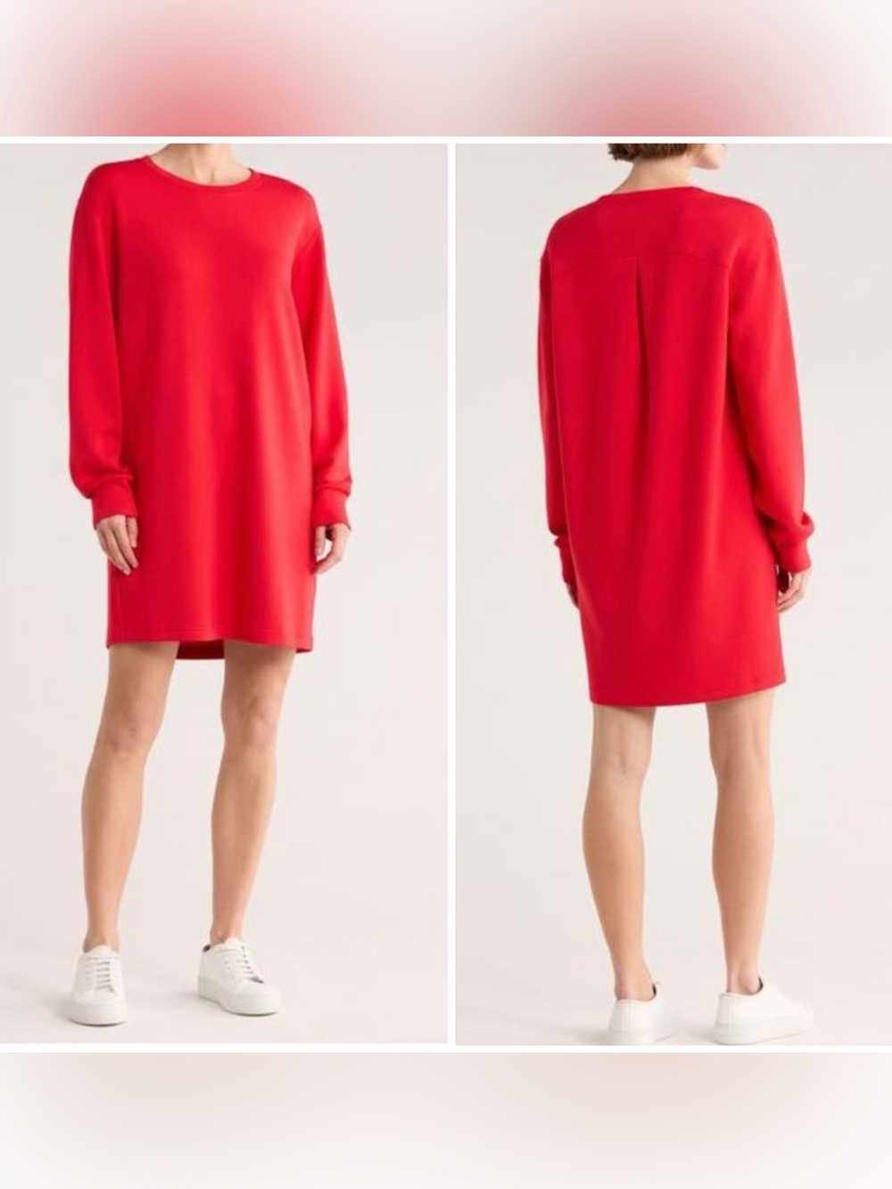 Spanx Women's Red Blousy Long Sleeve Sweater Dress Relaxed Fit Sz M NWT